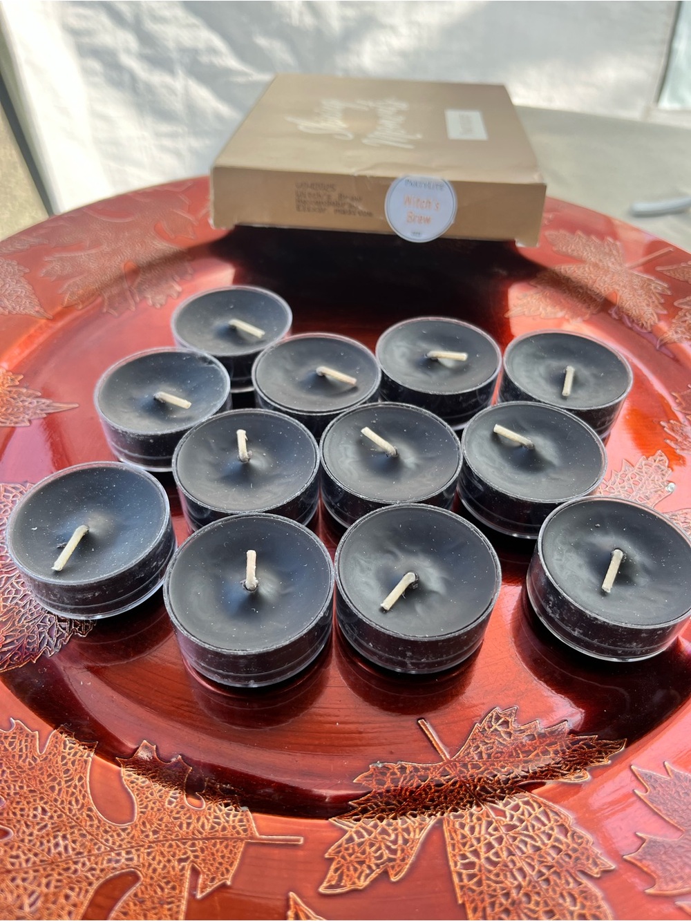 Partylite Black Witch's Brew Cherry Raspberries Round Tealights HALLOWEEN